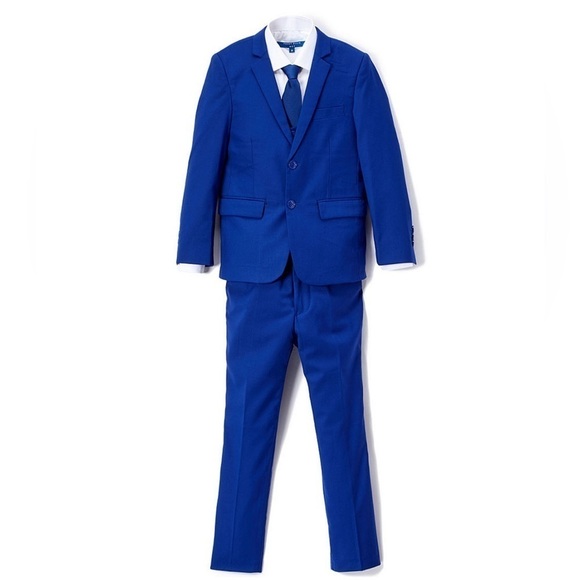 Perry Ellis 5-Piece Shirt, Tie, Jacket, Vest and Pants Solid Suit Set - Picture 3 of 12